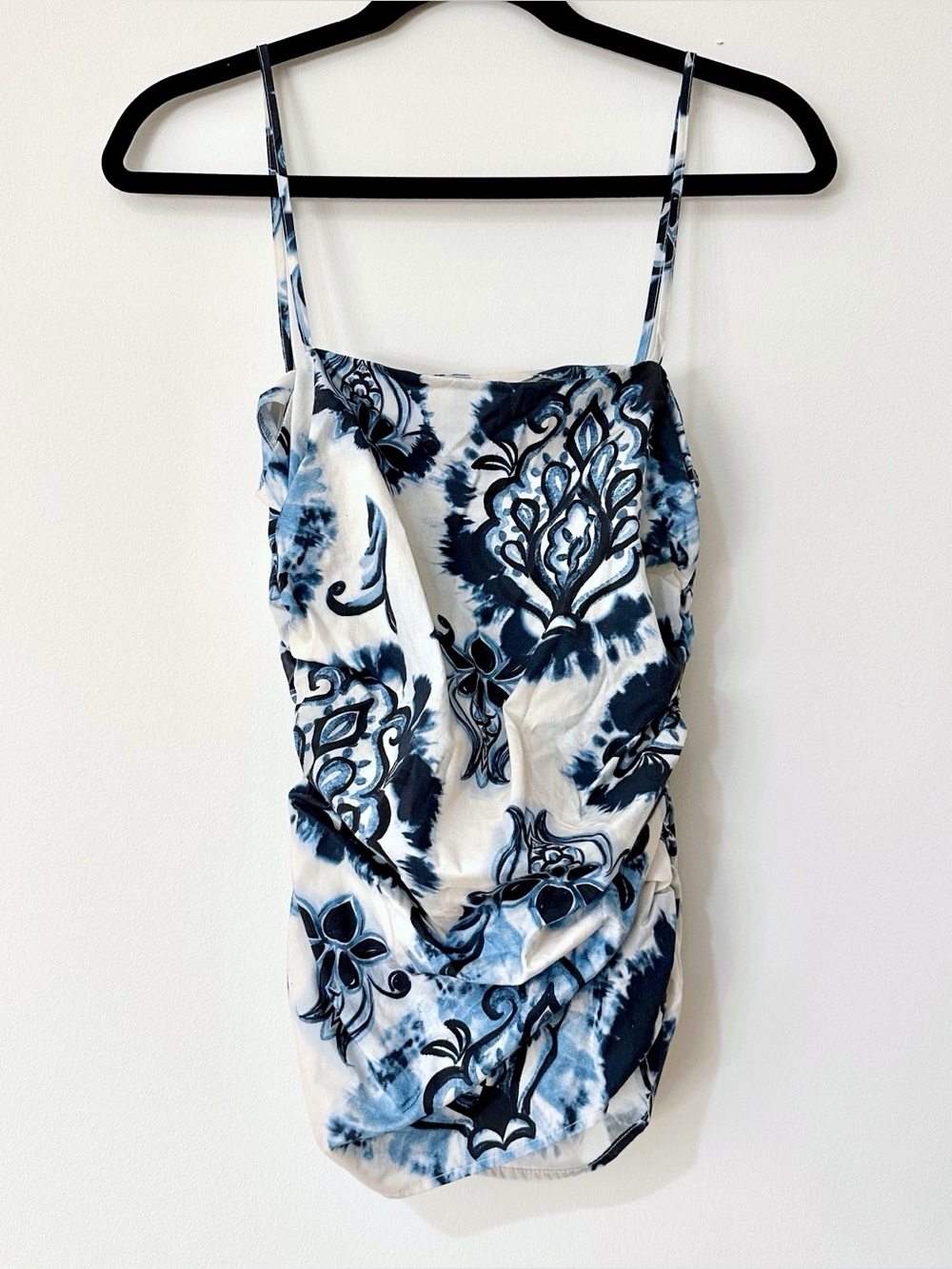 NWT Zara Paisley Spaghetti Strap Square Neck Ruched Top Size Small - Picture 4 of 5